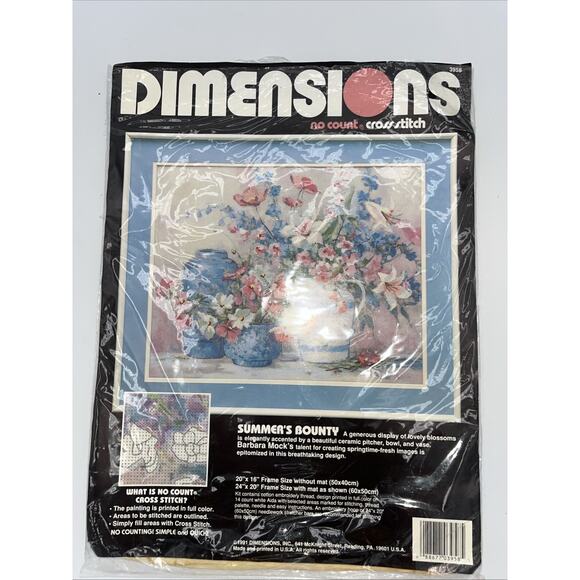 VTG 1991 Dimensions Summer's Bounty #3958 No Count Cross Stitch Kit Size 20 x 16 - Picture 1 of 4